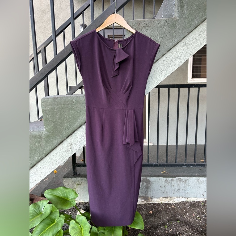 Stop Staring Pencil Dress Retro Pinup Rockabilly Rare Eggplant Size Small